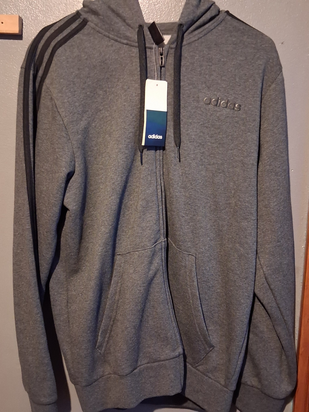 Adidas Brand New Men’s Grey Full‑Zip Hoodie Size M